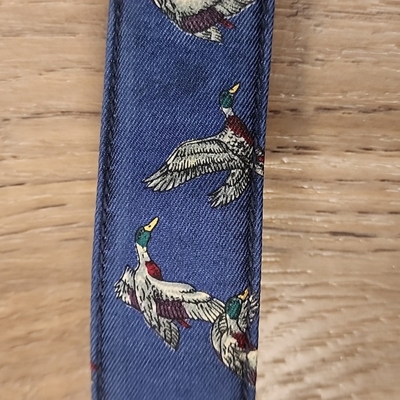 Vintage Trafalgar Belt Ribbon Ducks Mallards Leather Accents Brass Men's size 34 - Picture 2 of 8